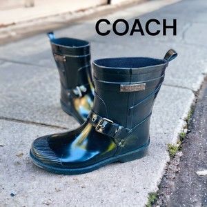 Coach Woman’s Boots Size 6 Rain Boots Black Mid Calf